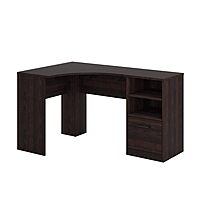 Sauder Beginnings 53inW Corner Desk with Drawer and Shelves, Cinnamon Cherry Finish