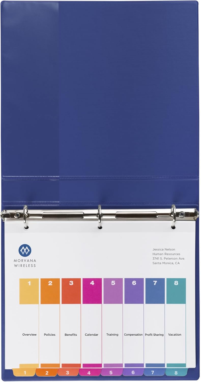 Avery Ready Index Dividers for 3 Ring Binders, Letter-Size, Multicolor, Printable Table of Contents