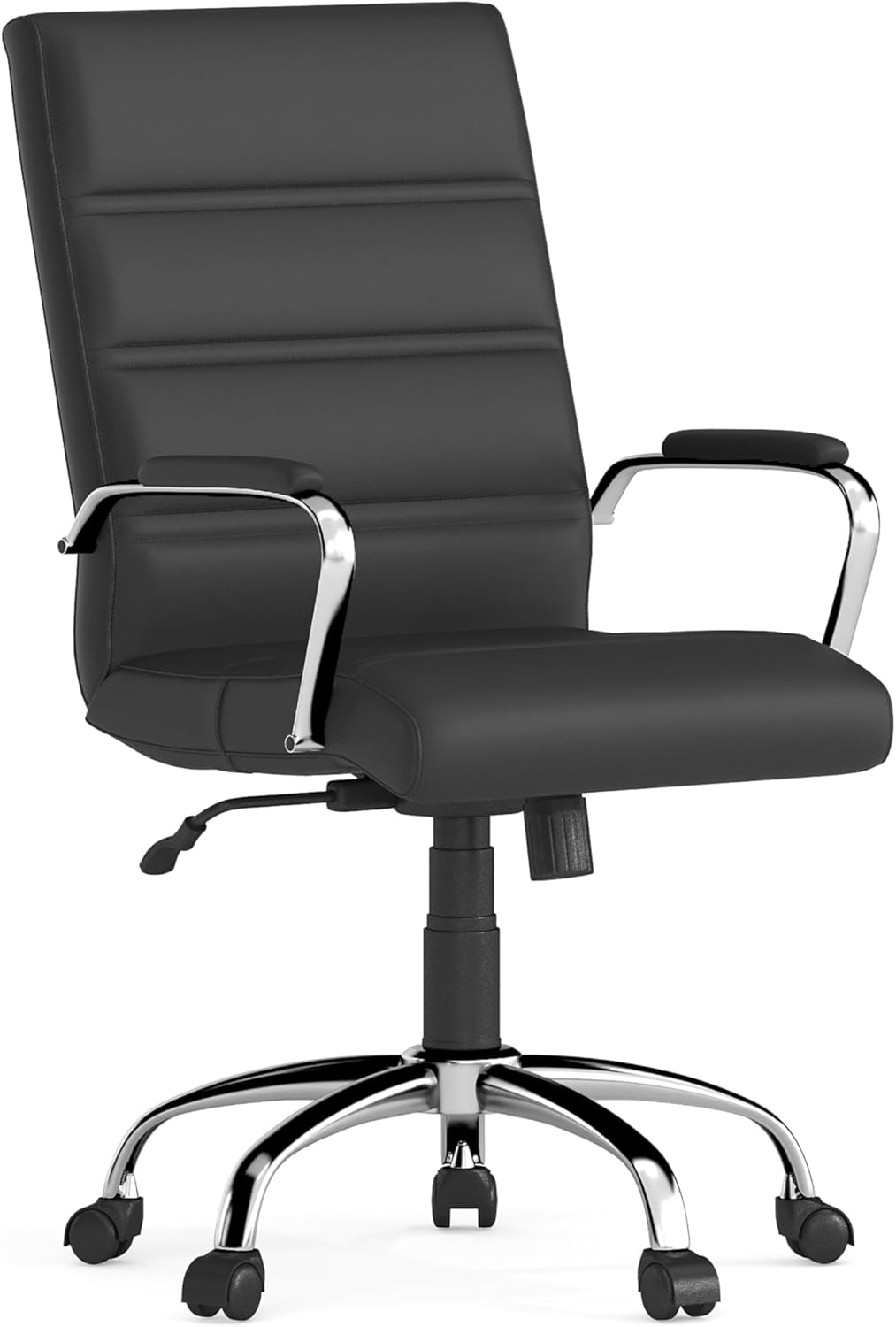 Flash Furniture Whitney Mid-Back Swivel LeatherSoft Desk Chair with Padded Seat and Armrests