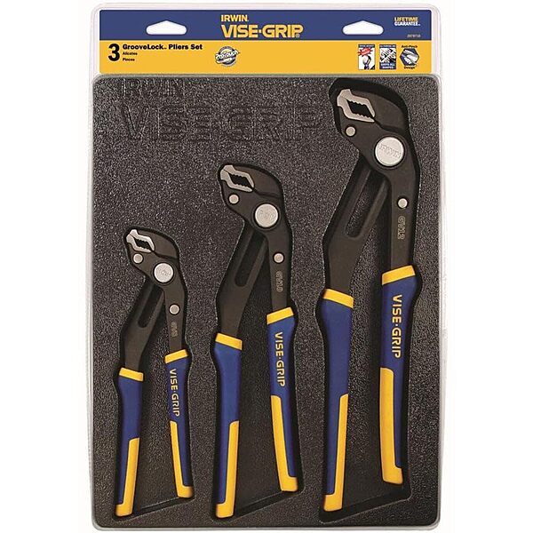 IRWIN VISE-GRIP GrooveLock Pliers Set, V-Jaw, 3-Piece (2078710)
