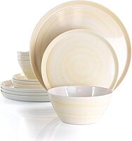 Elama 12-Piece Lightweight Melamine Dinnerware Set