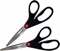 Office Depot® Brand Scissors, 8", Straight, Black, Pack Of 2