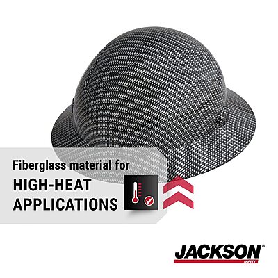 Jackson Safety Blockhead Fiberglass Full-Brim Hard Hat - ANSI Z89.1 & OSHA Compliant