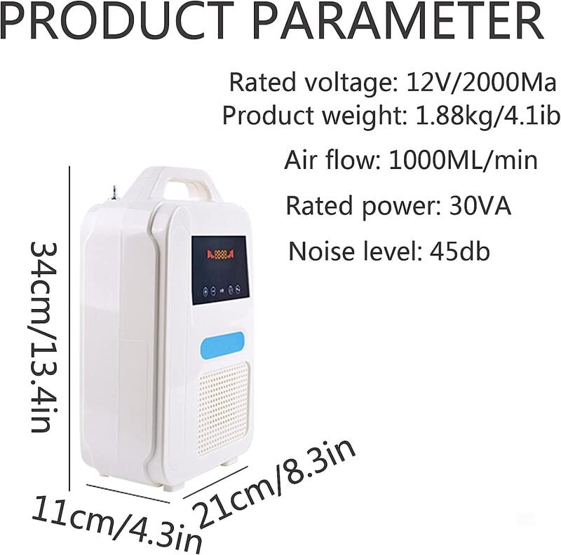 concentrador de oxigeno portátil 45 dB 1L/min concentrador de oxigeno portátil 45 dB 1L/min
