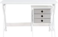 OSP Home Furnishings Olympic Utility Home Office Desk with Nesting 3-Drawer Storage Stand