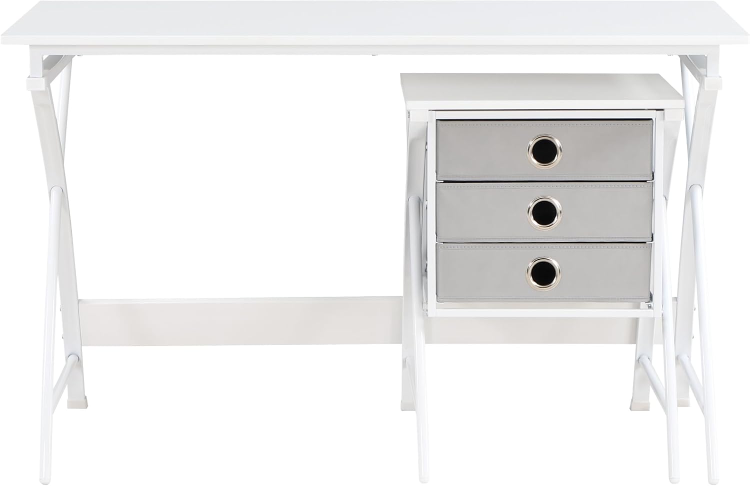 OSP Home Furnishings Olympic Utility Home Office Desk with Nesting 3-Drawer Storage Stand