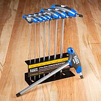 Klein Tools JTH98M T-Handle Hex Key Set, Metric Sizes Allen Wrench Set with 9-Inch Blades, Stand Included, 8-Piece