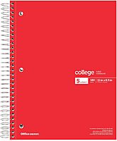 Office Depot® Wirebound Notebooks, 8 1/2" x 11", 5 Subjects, College Ruled, 180 Sheets, Assorted Colors, Pack Of 6 Notebooks