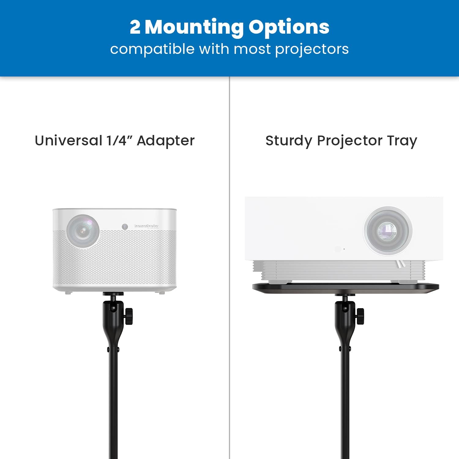 Mount-It! Dual Use Projector Stand, 2 Mounting Options: 1/4" Screw and Platform Portable Projector Stand For Mini Projectors