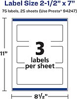 Avery Durable Waterproof Rectangle Labels, Sure Feed Technology, 2.5" x 7"