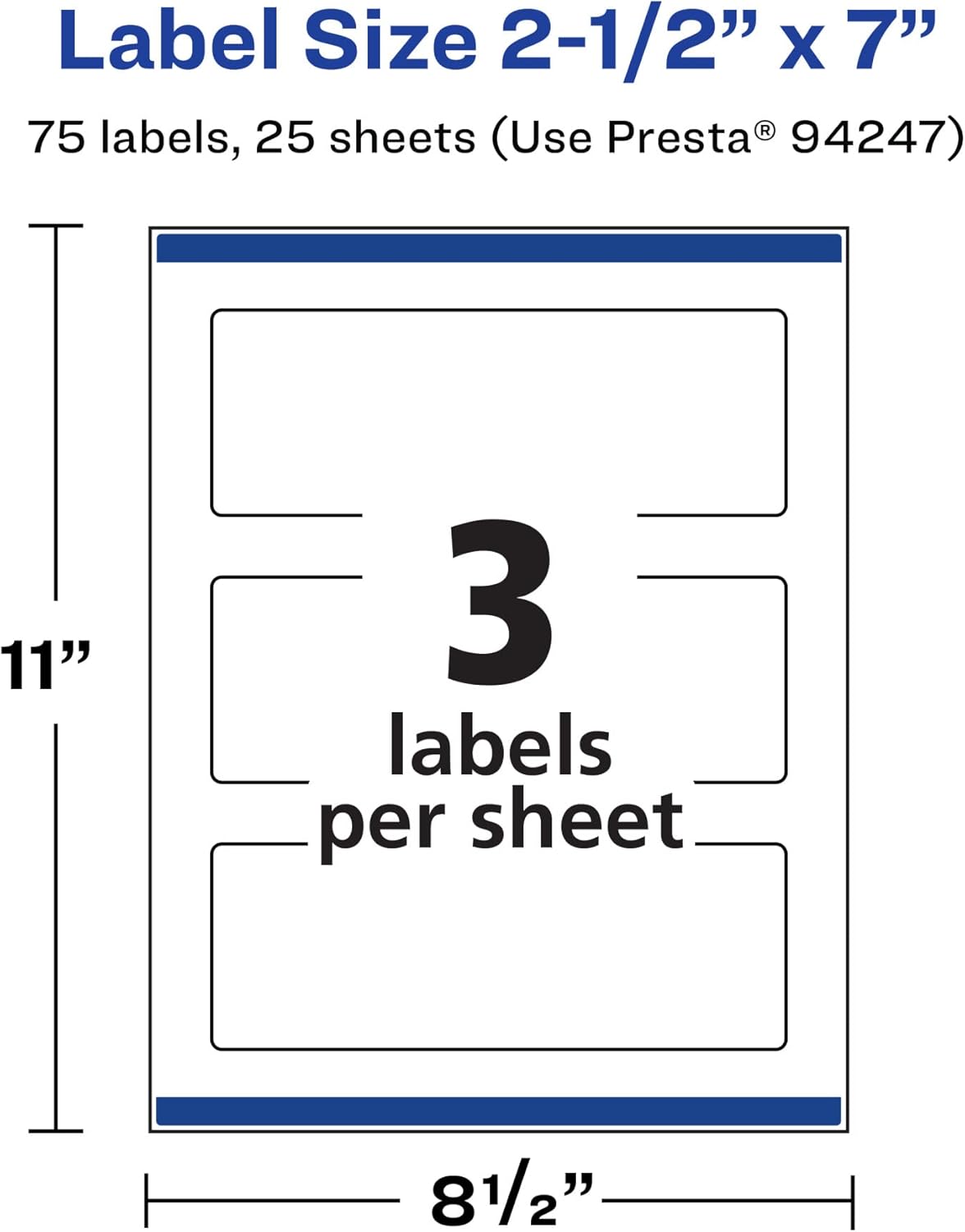 Avery Durable Waterproof Rectangle Labels, Sure Feed Technology, 2.5" x 7"