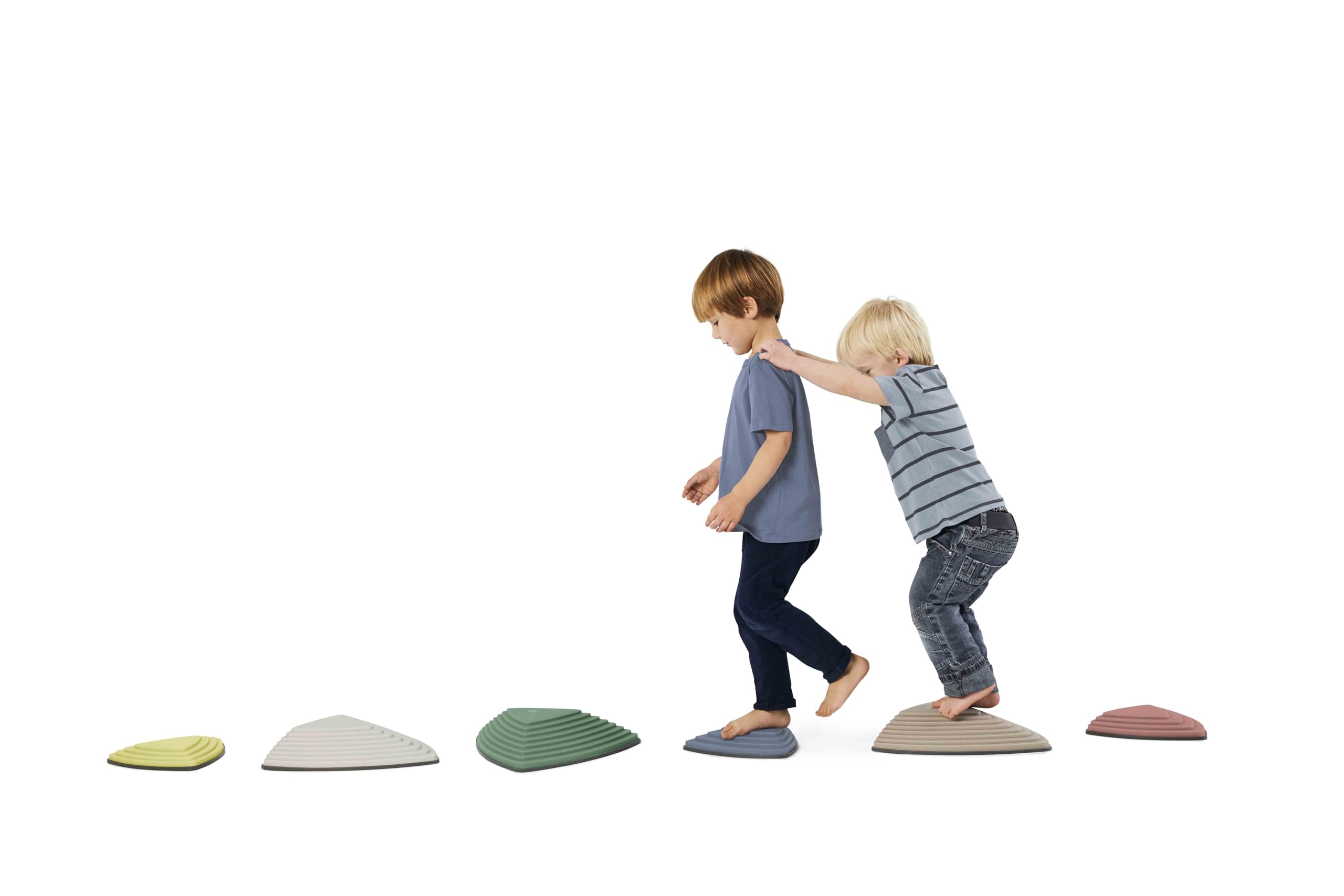GONGE River Stones - Kids Play Stepping Stones for Balance and Coordination, Non-Slip, Stackable, Indoor/Outdoor, Set of 6