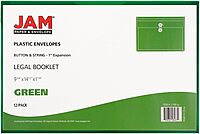 JAM PAPER Plastic Envelopes with Button & String Tie Closure - 12 Pack