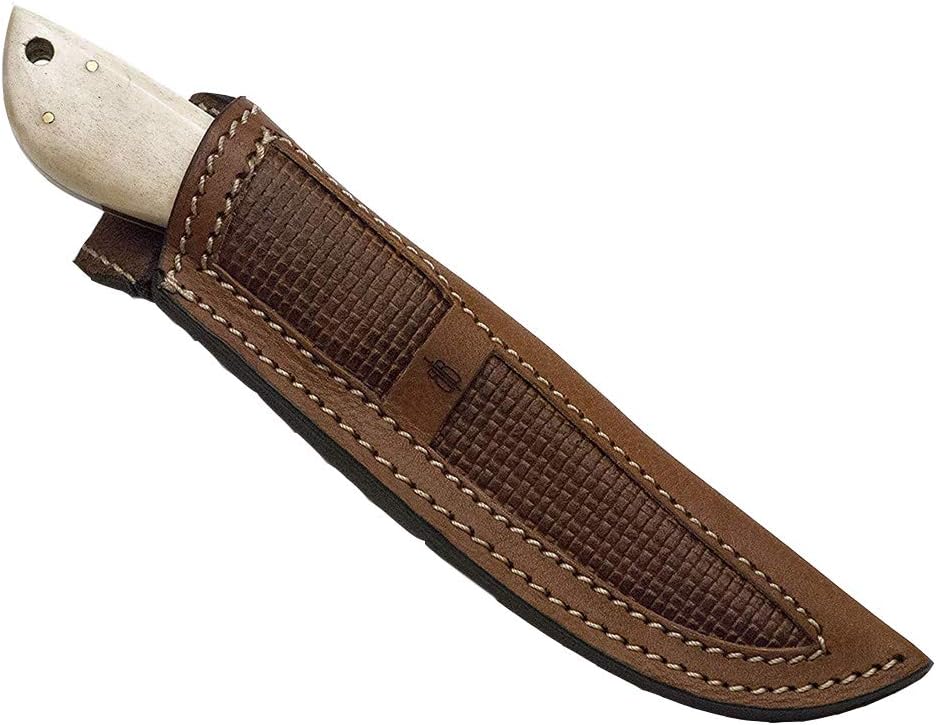 BucknBear Custom Handmade Fixed Blade Damascus Hunting Knife (Bone/Walnut Handle)