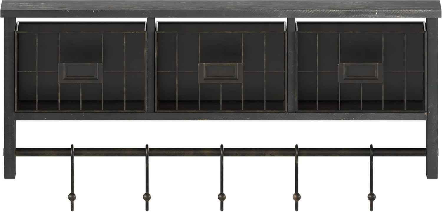 Flash Furniture Daly Wall Mounted Solid Pine Storage Rack