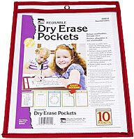 Charles Leonard Dry Erase Pockets, 9" x 12", Assorted Colors, Set of 30 (29030)