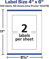 Avery Matte White Removable Rectangle Labels, Sure Feed Technology, Print-to-The-Edge, 4" x 6"