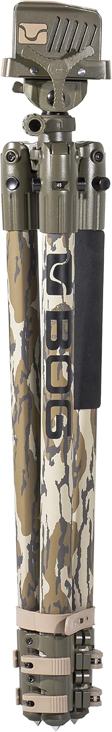 BOG DeathGrip Mossy Oak Bottomland Camo Tripod with Durable Aluminum Frame, Lightweight, Stable Design, Bubble Level