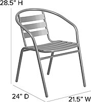 Flash Furniture Lila Silver Metal Restaurant Stack Chair with Aluminum Slats Silver Set of 1