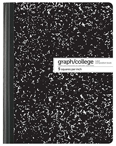 Office Depot Dual Ruled Marble Composition Book, 7 1/2in x 9 3/4in, College/Quadrille Ruled, 100 Sheets, Black/White
