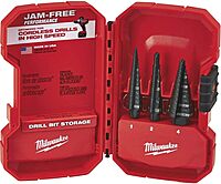 Milwaukee 48-89-9221 3 Piece Step Drill Bit Set, 1/8"–7/8", HSS