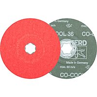 PFERD COMBICLICK® Fibre Disc, Ceramic Oxide CO-Cool, 5" Diameter, 12200 RPM, 36 Grit (Pack of 25) - Part 40733
