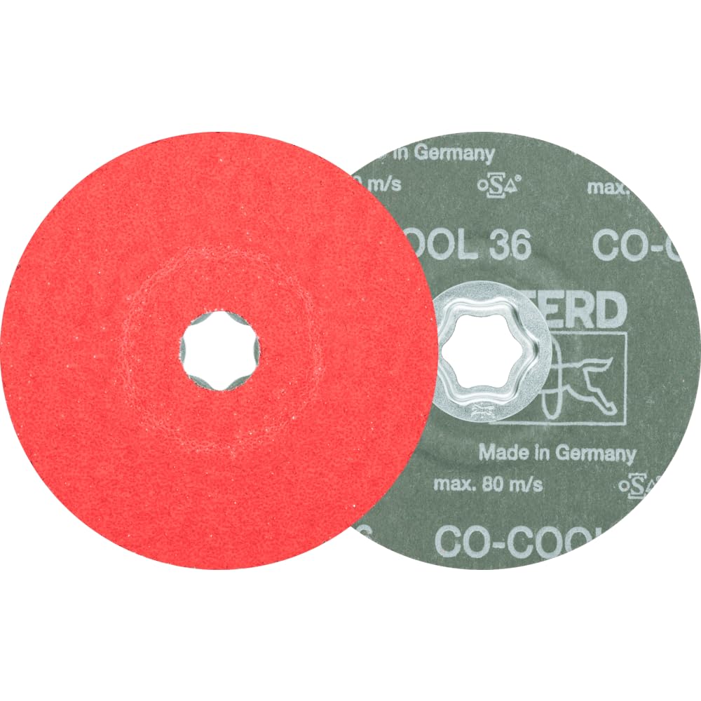 PFERD COMBICLICK® Fibre Disc, Ceramic Oxide CO-Cool, 5" Diameter, 12200 RPM, 36 Grit (Pack of 25) - Part 40733