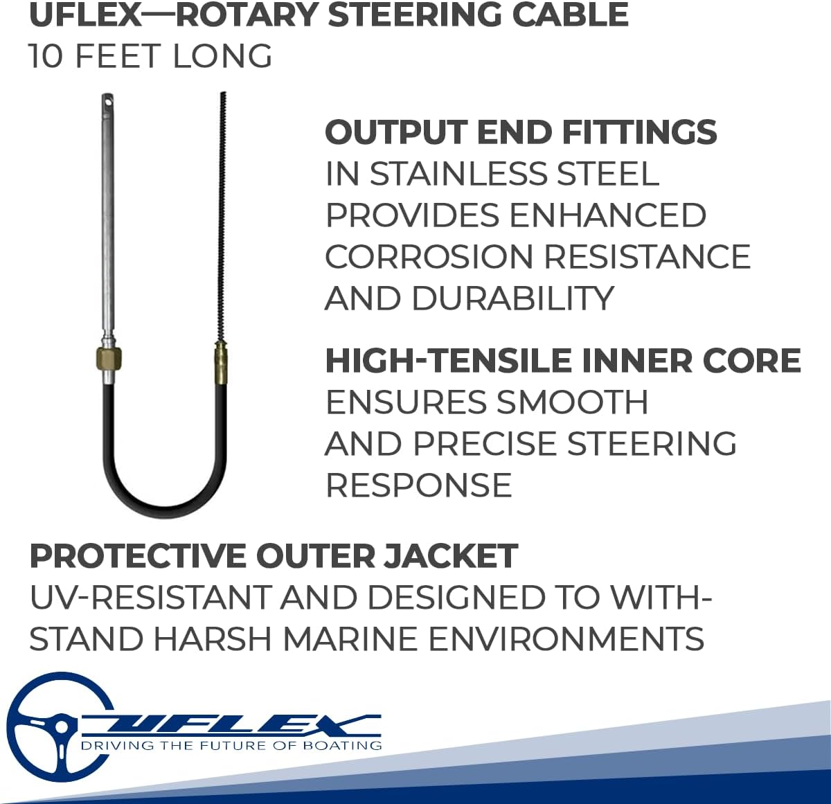 Uflex M66 10' Fast Connect Rotary Steering Cable - Universal