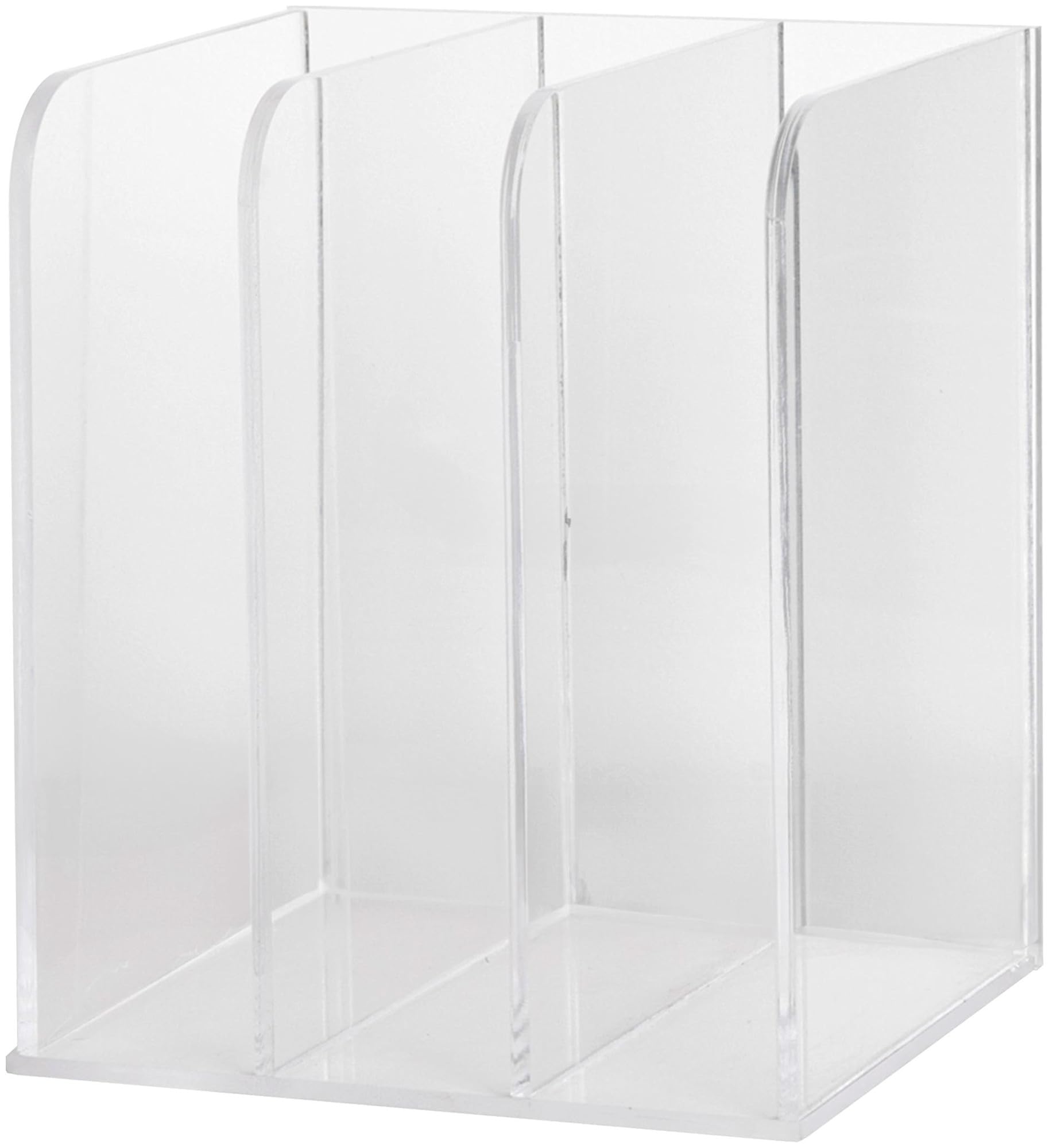 Martha Stewart Brody Desktop File Sorter - 3 Section Document Organizer for Binders, Folders, 8.5"W x 6.5"D, Clear