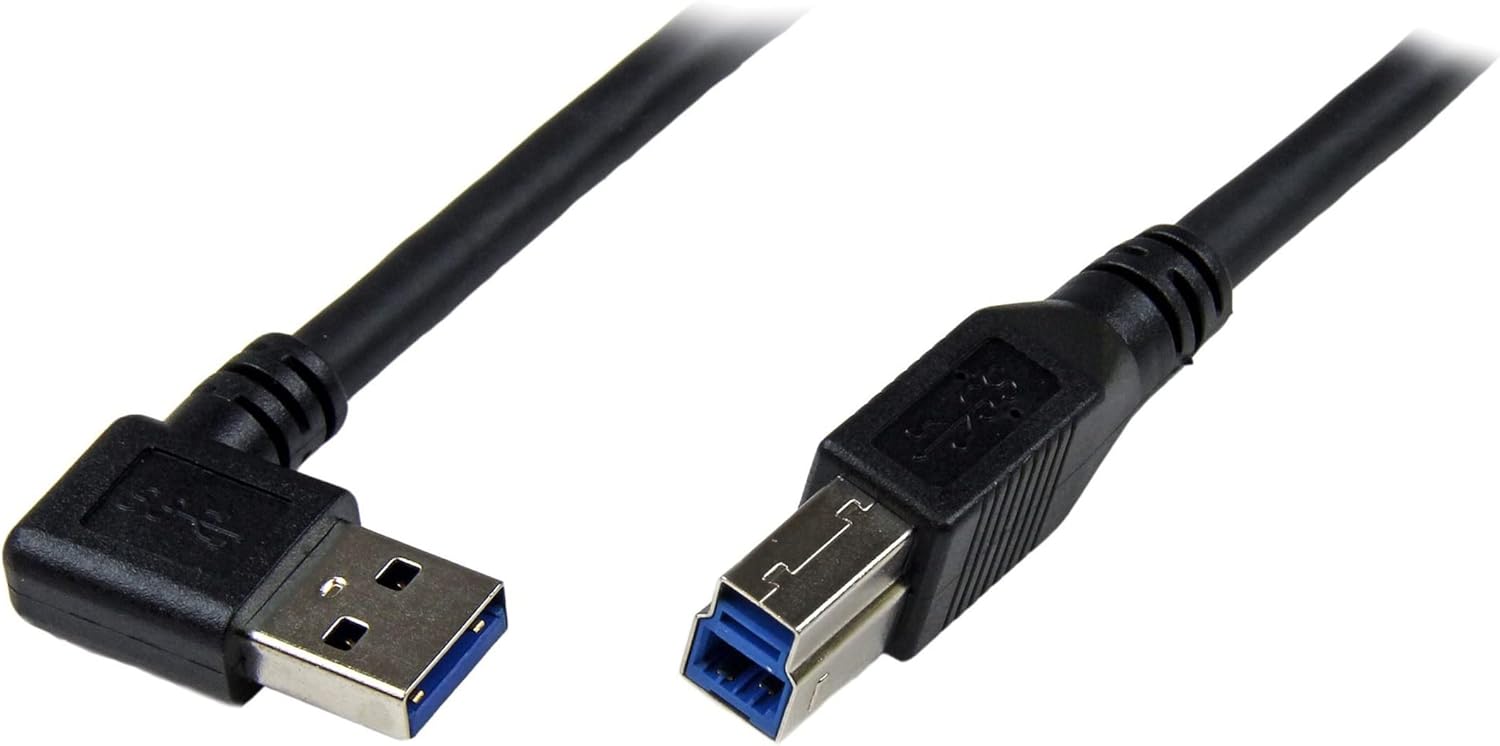StarTech.com 1m Black SuperSpeed USB 3.0 Cable - Right Angle A to B - 3 ft USB 3 Cable