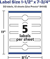 Avery Glossy White Wraparound Band Labels, Sure Feed Technology, 1.5" x 7.75", Cigar Band Labels, Print-to-The-Edge