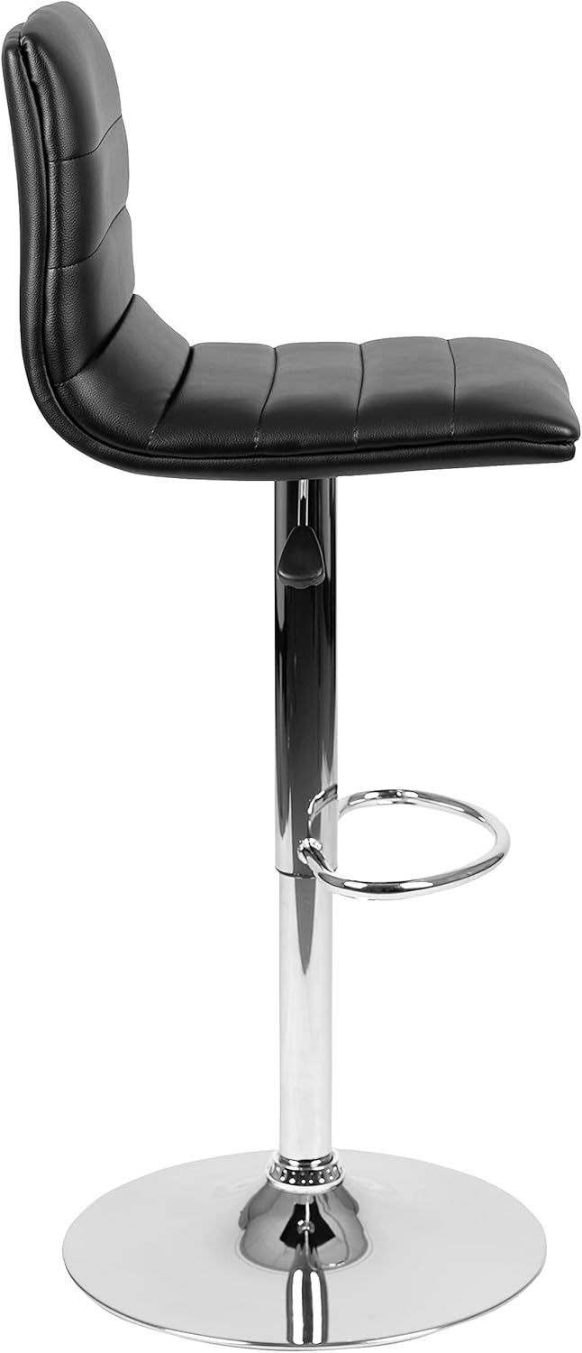 FLASH FURNITURE Vincent Adjustable Mid-Back Barstool with Vinyl Upholstery and Chrome Base