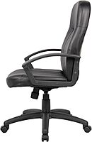 Boss Office Products Ergonomic Mid-Back Leather Chair, Black