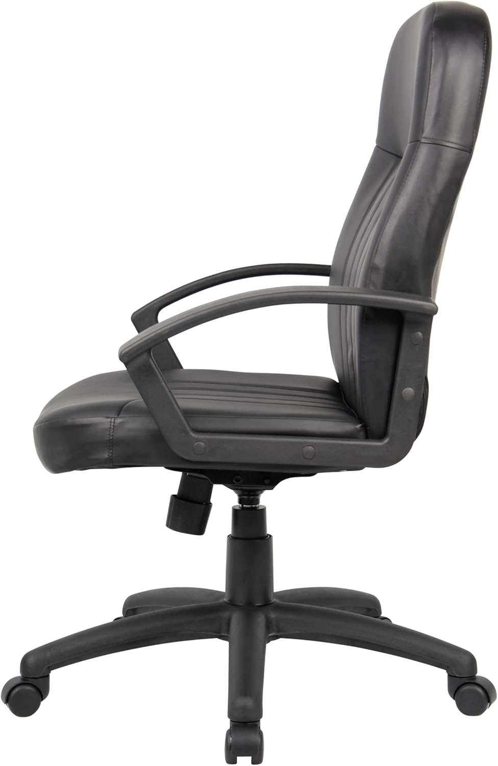 Boss Office Products Ergonomic Mid-Back Leather Chair, Black
