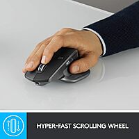 Logitech MX Master 2S Wireless Mouse, Multi-Device, Bluetooth or 2.4GHz Wireless with USB Unifying Receiver, 4000 DPI Any Surface Tracking, 7 Buttons, Fast Rechargeable, Laptop/PC/Mac/iPad - Graphite