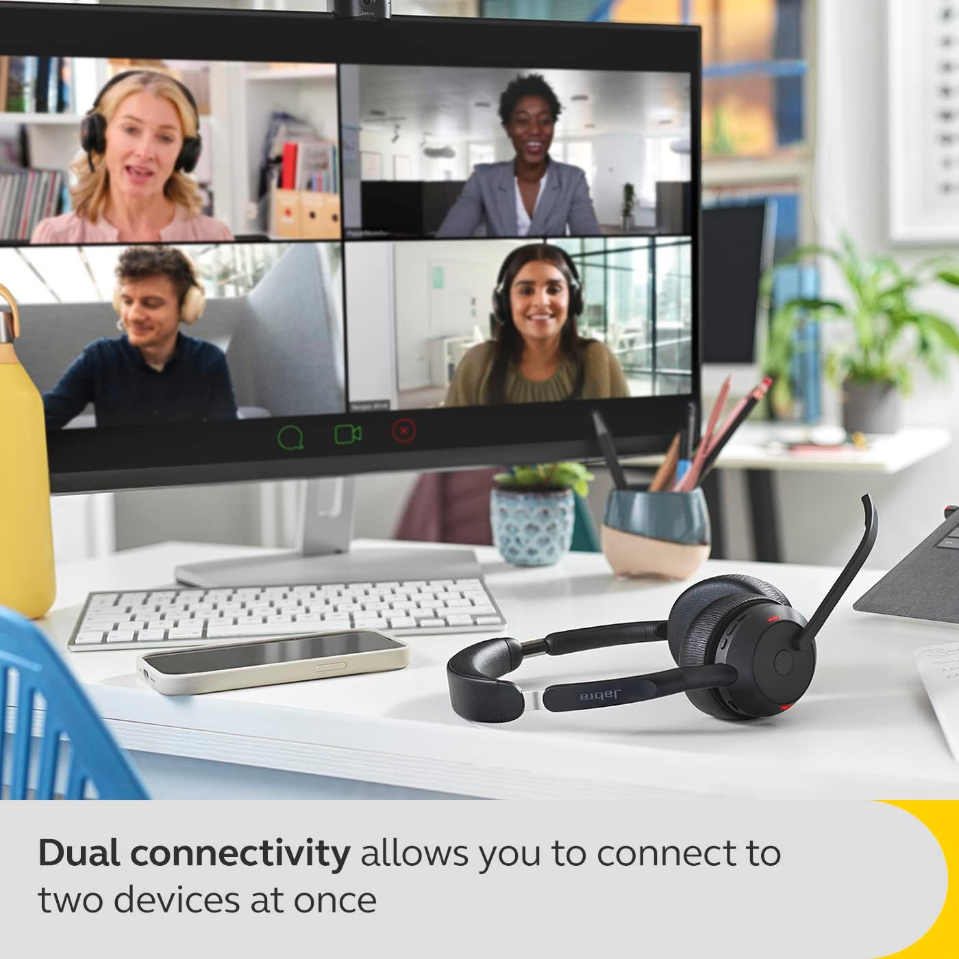 Jabra Evolve2 55 Stereo Wireless Headset - AirComfort, Noise-Cancelling Mics & Active Noise Cancellation