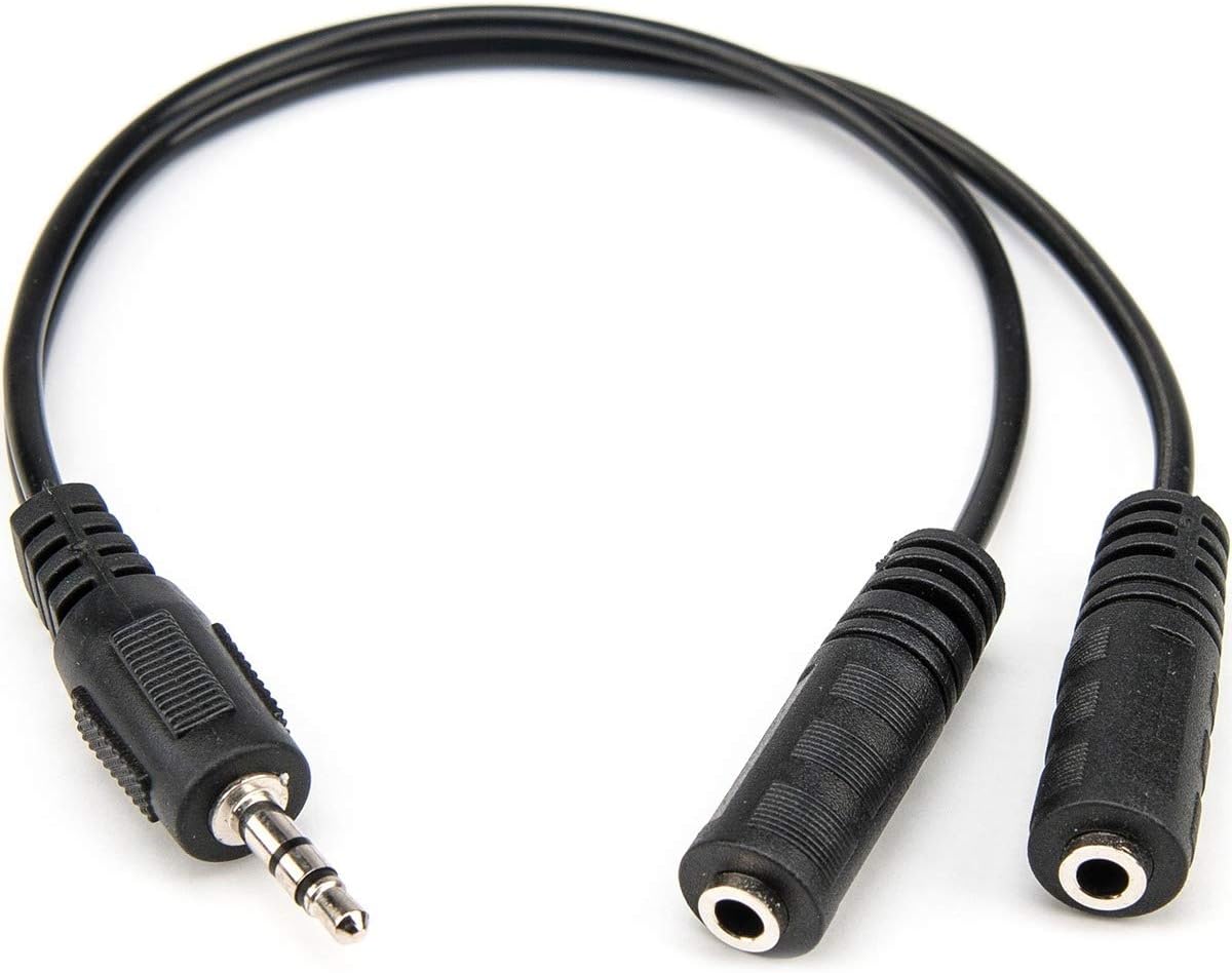 Rocstor Premium Slim Stereo Splitter Cable - 3.5mm Male to 2X 3.5mm Female