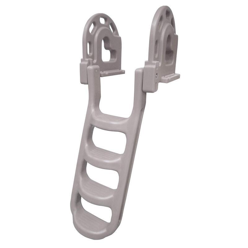DOCK EDGE Flip-Up Polyethylene Roto Molded 4-Step Dock Ladder - Grey