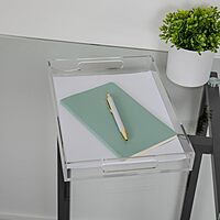 Martha Stewart Brody Acrylic Letter Tray, Letter Organizer Desk Tray, File Organizer Tray for Magazines, Folders, Notebooks, Desk Accessories, 12.75" x 8.75", Clear