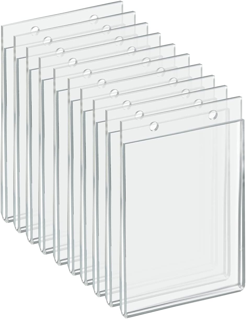 AZAR DISPLAYS U-Frame Wall-Mount Acrylic Sign Holders, Clear, Pack Of 10