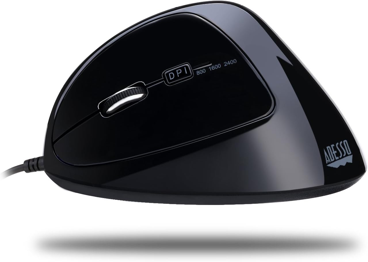 Imouse E7 - Ergonomic Mouse for Left Hand, with Cable, Programmable Functions, and Adjustable Weight, Black