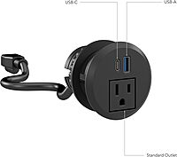 Bush Business Furniture 2-inch Desktop Power Grommet with AC Outlet and USB-A/USB-C Ports