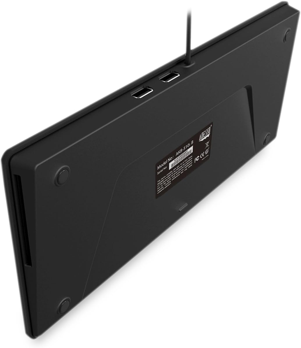 Adesso SlimTouch 510 Mini Keyboard with USB Hubs (AKB-510HB), Black