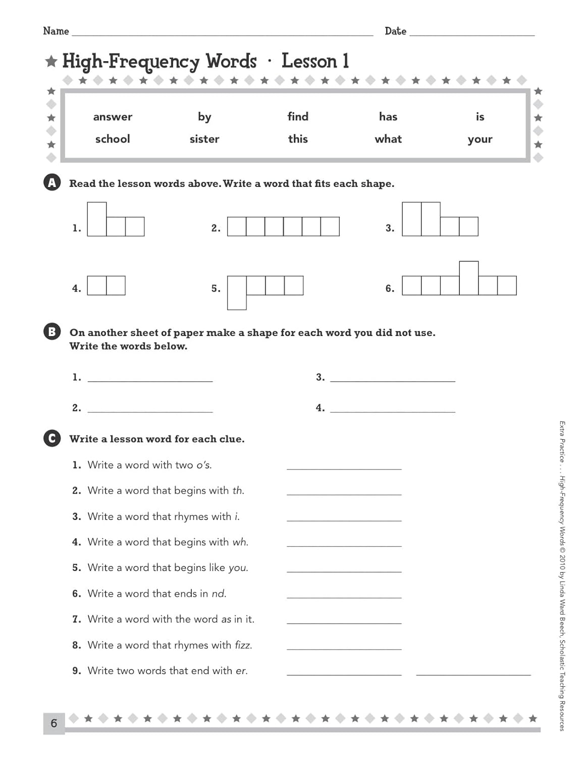 Extra Practice for Struggling Readers: High-Frequency Words: Motivating Practice Packets That Help Intermediate Students