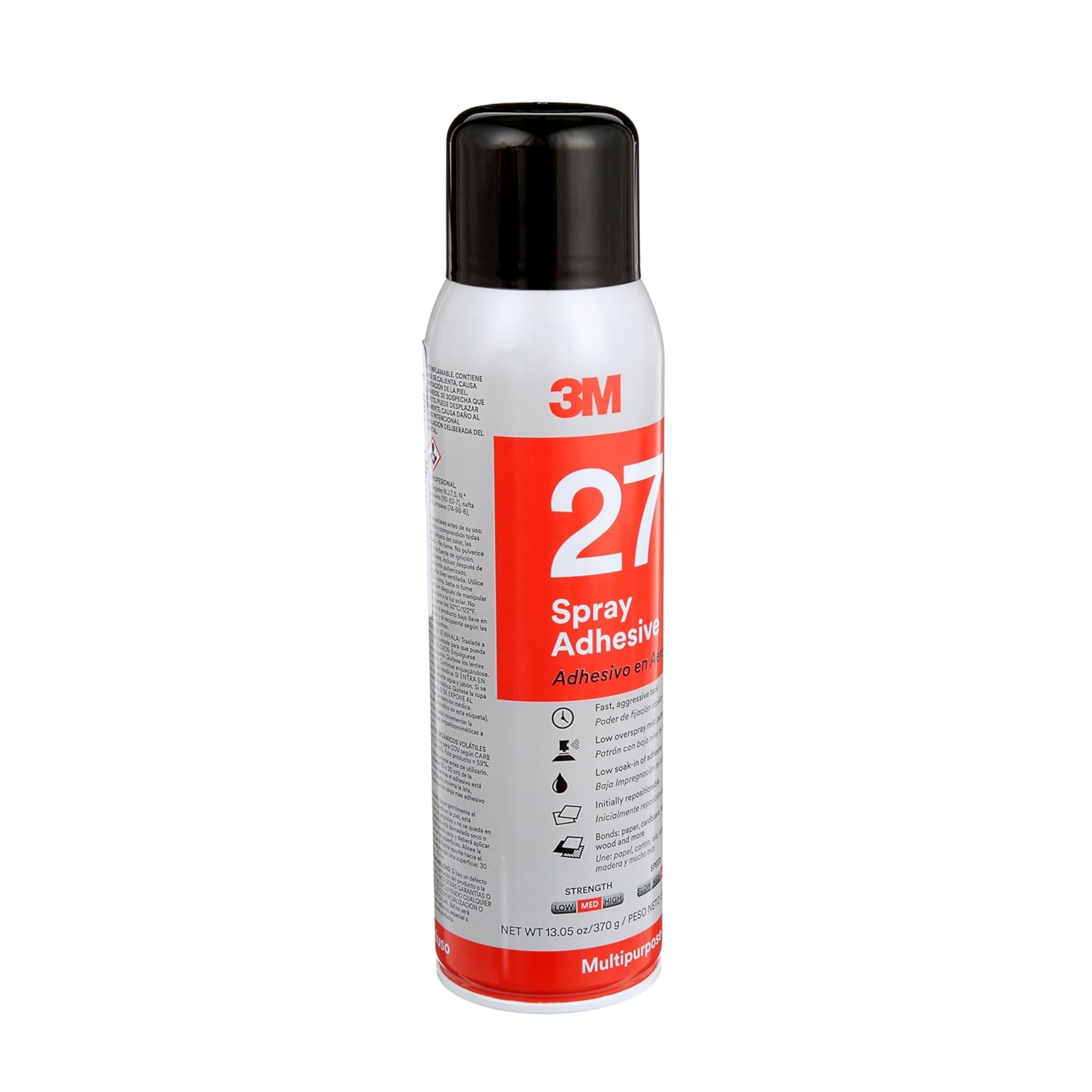 3M Multi-Purpose Spray Adhesive 27, Clear, 16 fl oz Can (Net Wt 13.05 oz), 1 Can, NOT FOR SALE IN CA AND OTHER STATES