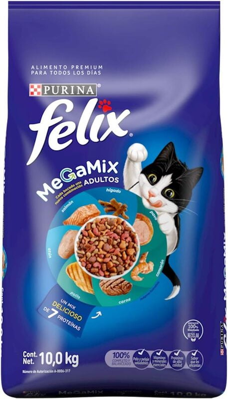 Felix Megamix Croquetas para Gato Adulto 10 kg, Varios Felix Megamix Croquetas para Gato Adulto 10 kg, Varios