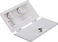 RT2658 Swim ‘n’ Rinse Transom Shower, Hot and Cold Water, Lockable Hinged Cover, White ABS Housing, 7-Foot Hose