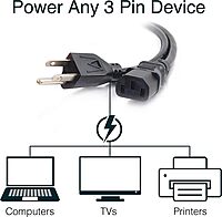 C2G 6FT Premium Replacement AC Power Cord - Durable Power Cable for TV, Computer, Monitor, Appliance & More (24240), Pack of 1