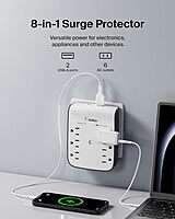 Belkin 6-Outlet Wall Surge Protector w/ 2 USB-A Ports, Wall-Mountable - 900 Joules