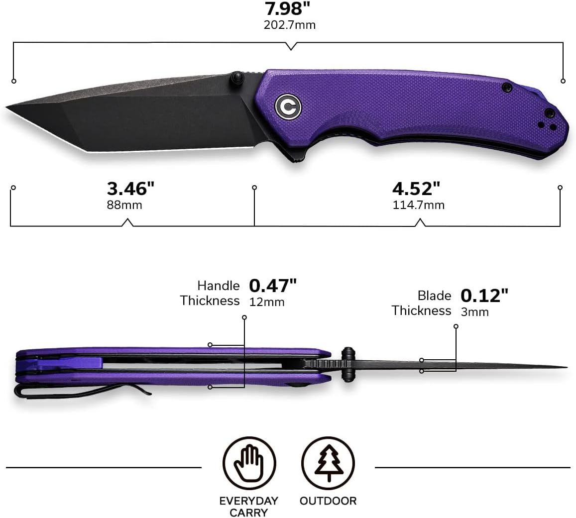 CIVIVI Brazen Folding Pocket Knife D2 Tanto Blade